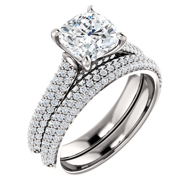 Cushion Pave Style Engagement Ring - I Heart Moissanites