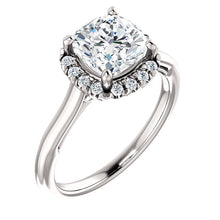 Cushion Halo Style Engagement Ring - I Heart Moissanites