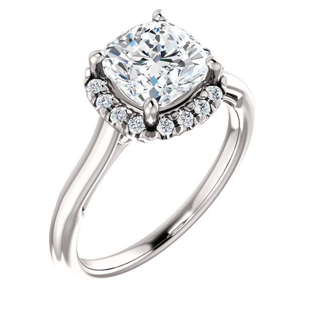 Cushion Halo Style Engagement Ring - I Heart Moissanites