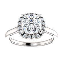Cushion Halo Style Engagement Ring - I Heart Moissanites