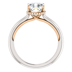 Cushion Solitaire & Hidden Halo Engagement Ring - I Heart Moissanites