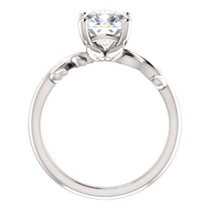 Cushion Solitaire Leaf Design Engagement Ring - I Heart Moissanites