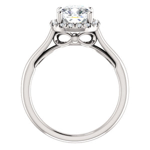 Cushion Halo Style Engagement Ring - I Heart Moissanites