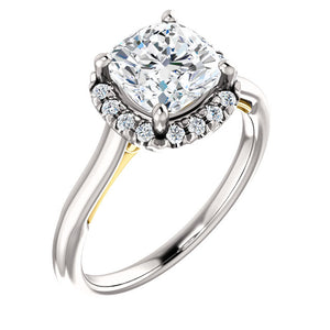 Cushion Halo Style Engagement Ring - I Heart Moissanites