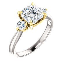 Cushion Accent Engagement Ring - I Heart Moissanites