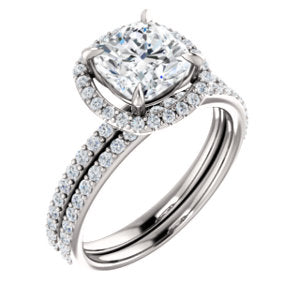 Cushion Halo Style Engagement Ring - I Heart Moissanites