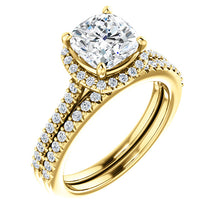 Cushion Halo & Heart Style Engagement Ring - I Heart Moissanites
