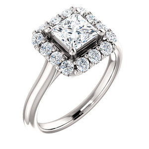 Princess Halo Style Engagement Ring - I Heart Moissanites
