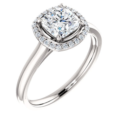 Cushion Halo Style Engagement Ring - I Heart Moissanites