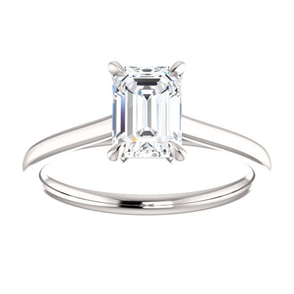 Four Claw Emerald Solitaire Engagement Ring - I Heart Moissanites