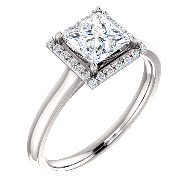 Princess Halo Style Engagement Ring - I Heart Moissanites