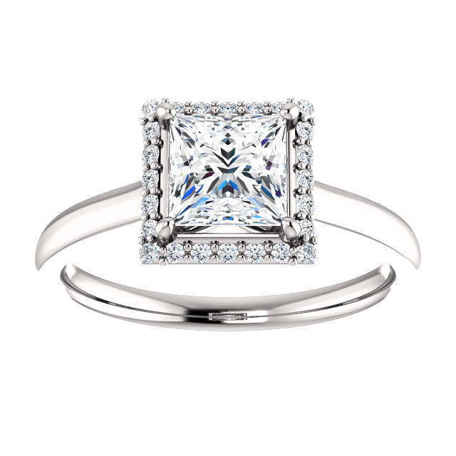 Princess Halo Style Engagement Ring - I Heart Moissanites