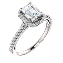 Emerald Halo & Heart Style Engagement Ring - I Heart Moissanites
