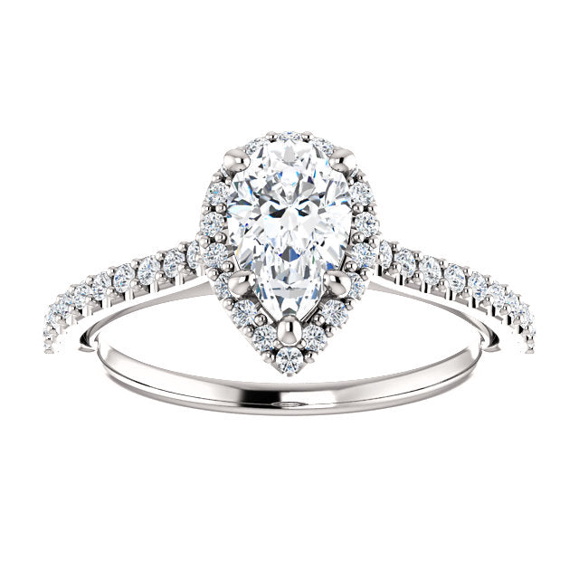 Pear Halo & Heart Style Engagement Ring - I Heart Moissanites