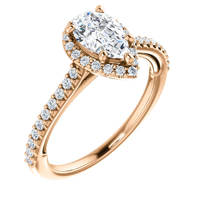 Pear Halo & Heart Style Engagement Ring - I Heart Moissanites