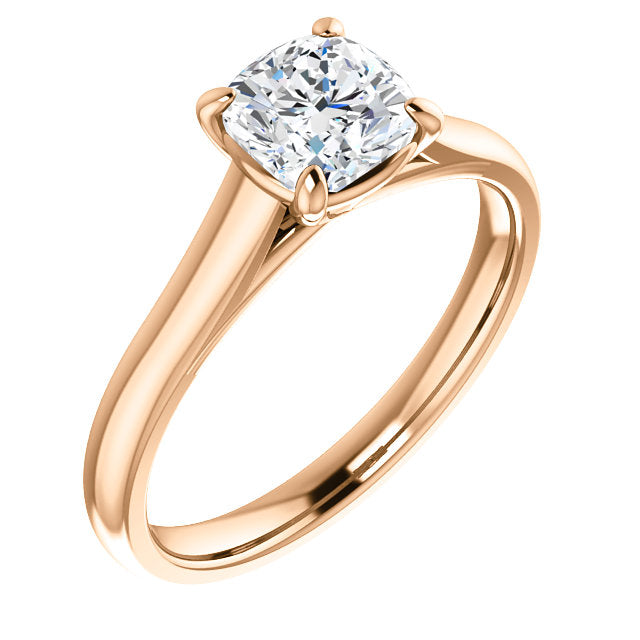 Four Claw Cushion Solitaire Engagement Ring - I Heart Moissanites