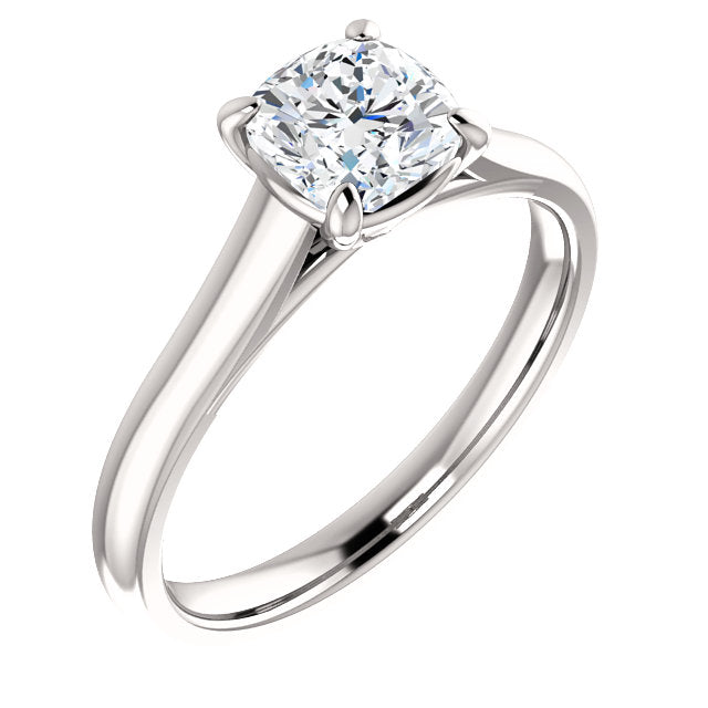 Four Claw Cushion Solitaire Engagement Ring - I Heart Moissanites