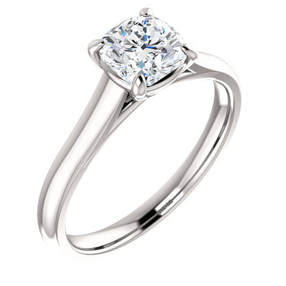 Four Claw Cushion Solitaire Engagement Ring - I Heart Moissanites