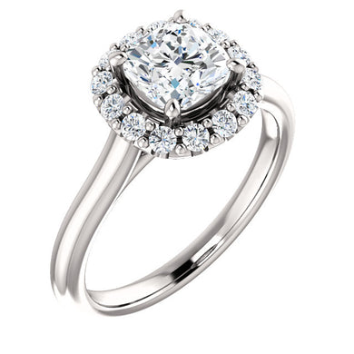 Cushion Halo Style Engagement Ring - I Heart Moissanites