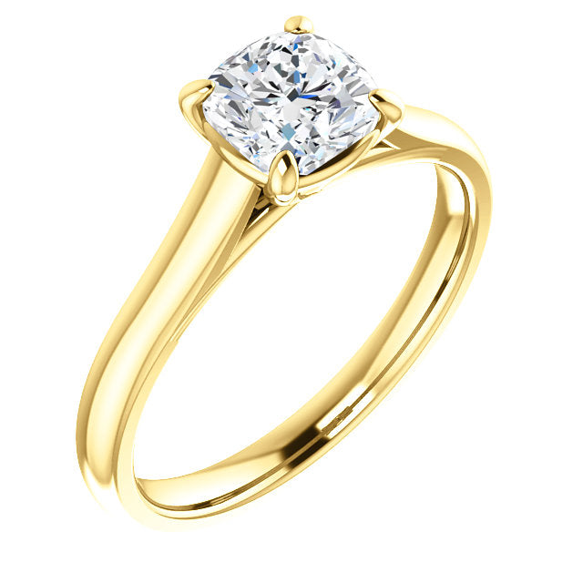 Four Claw Cushion Solitaire Engagement Ring - I Heart Moissanites