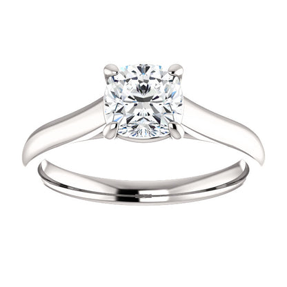 Four Claw Cushion Solitaire Engagement Ring - I Heart Moissanites