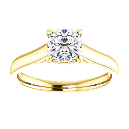 Four Claw Cushion Solitaire Engagement Ring - I Heart Moissanites