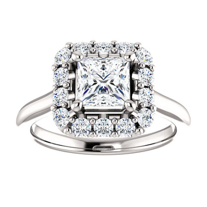 Princess Halo Style Engagement Ring - I Heart Moissanites