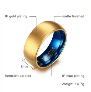 Tungsten Steel Brushed Ring With Gold Plate - I Heart Moissanites