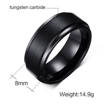 Tungsten Steel Men's Black Matte and Brushed Ring - I Heart Moissanites