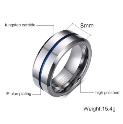 Tungsten Black & Silver 8mm Men's Ring