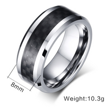 Tungsten Silver With Black Inlay 8mm Men's Ring