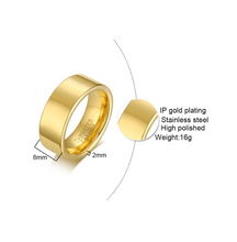 Tungsten Gold Finish Flat 8mm Men's Ring