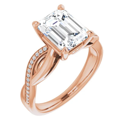 Emerald Claw Set Twist Style Engagement Ring