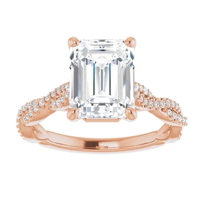 Emerald Twist Style Engagement Ring