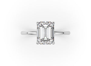 Emerald Thin Band Solitaire Engagement Ring