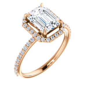 Emerald Halo Style Engagement Ring - I Heart Moissanites
