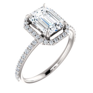 Emerald Halo Style Engagement Ring - I Heart Moissanites