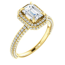 Emerald Halo Style Engagement Ring - I Heart Moissanites