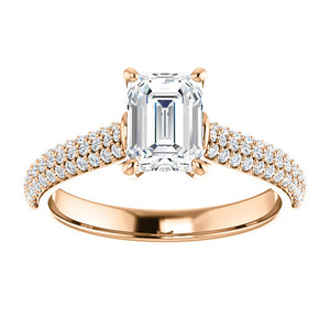 Emerald Pave Style Engagement Ring - I Heart Moissanites