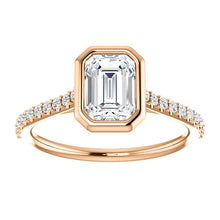 Emerald Bezel Style Engagement Ring - I Heart Moissanites
