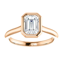 Solitaire Emerald Cut Bezel Engagement Ring - I Heart Moissanites
