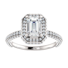 Emerald Halo Style Engagement Ring - I Heart Moissanites
