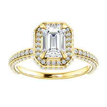 Emerald Halo Style Engagement Ring - I Heart Moissanites