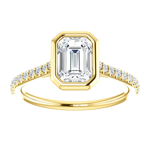 Emerald Bezel Style Engagement Ring - I Heart Moissanites