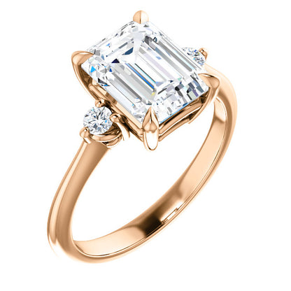 Emerald Accent Engagement Ring - I Heart Moissanites