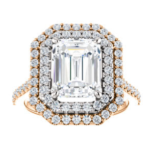 Emerald Double Halo Style Engagement Ring - I Heart Moissanites