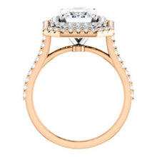 Emerald Double Halo Style Engagement Ring - I Heart Moissanites