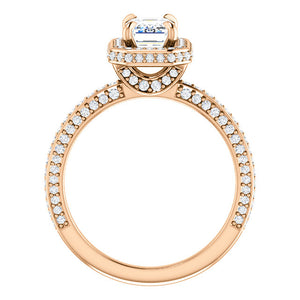 Emerald Halo Style Engagement Ring - I Heart Moissanites