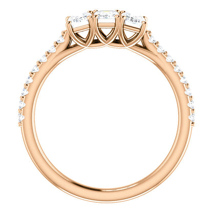 Emerald Tri -Stone Style Engagement Ring - I Heart Moissanites