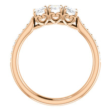 Emerald Tri -Stone Style Engagement Ring - I Heart Moissanites